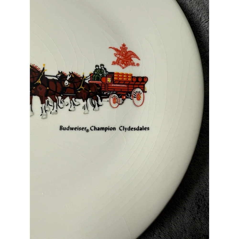 Vintage Budweiser Beer Champion Clydesdales Plate 9” Ceramic With Eagle Stamp